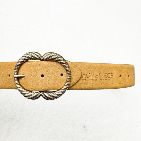Rachel Zoe Cream Suede Leather Belt Silver Buckle Size M NWT - Picture 4 of 5
